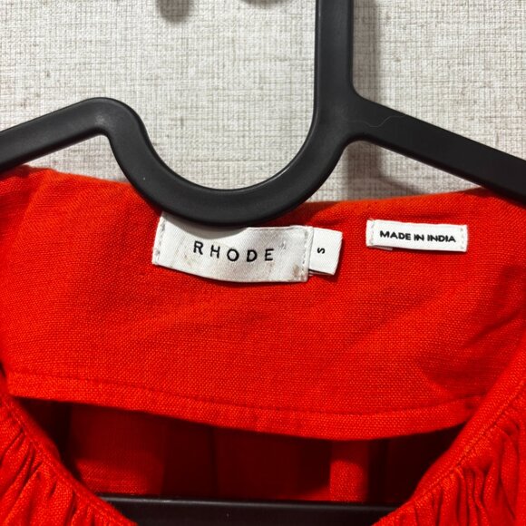 Rhode Veronica Balloon Sleeve Top in Electric Red Holiday Blouse Size S Luxury - Picture 4 of 5